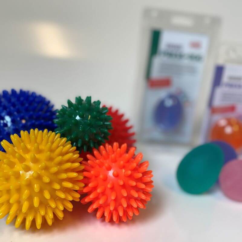 Bunte anti-Stress-Bälle aus dem Sortiment des Sanitätshauses Orthopädietechnik Nord